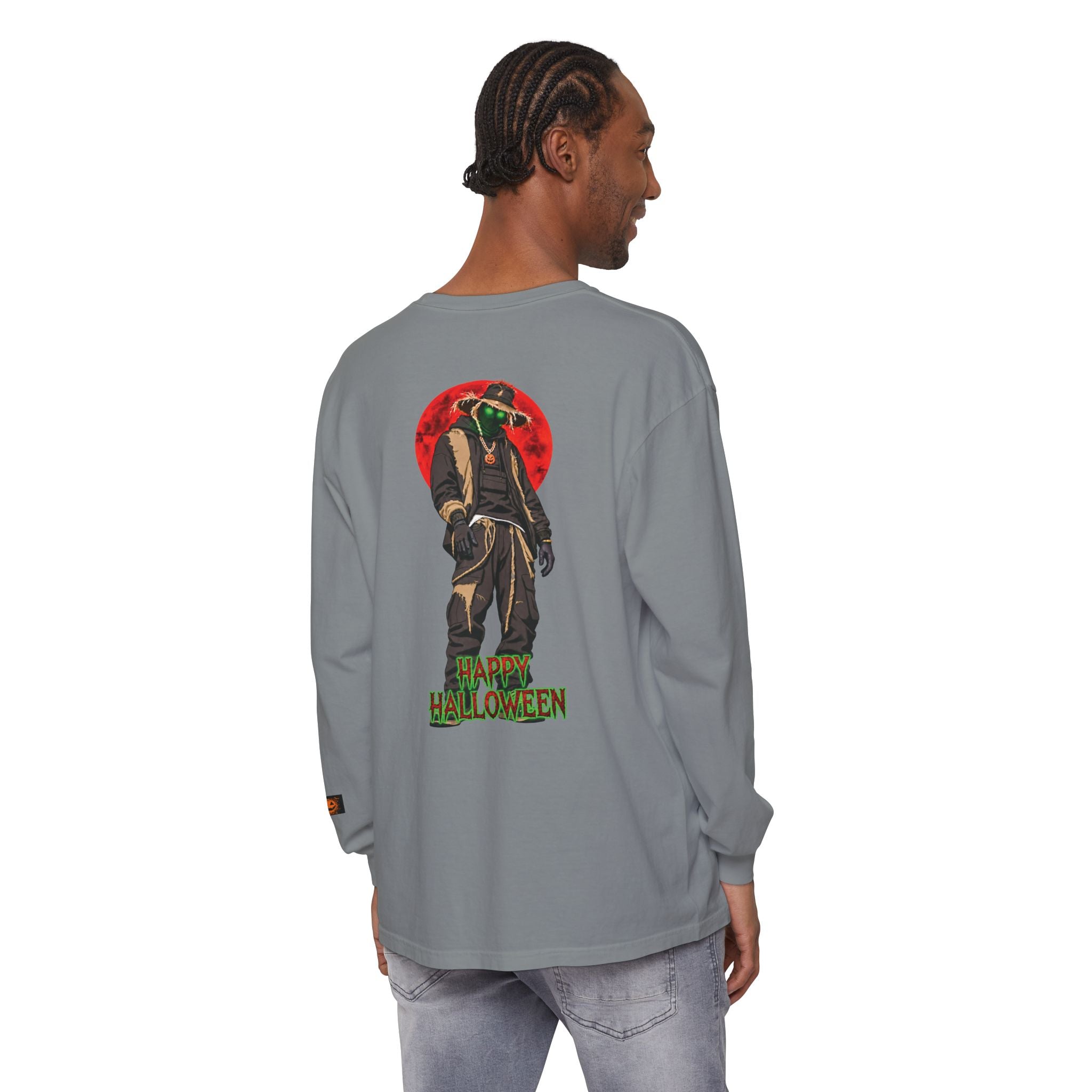 Unisex Garment-dyed Long Sleeve Halloween Biker-Wear T-Shirt