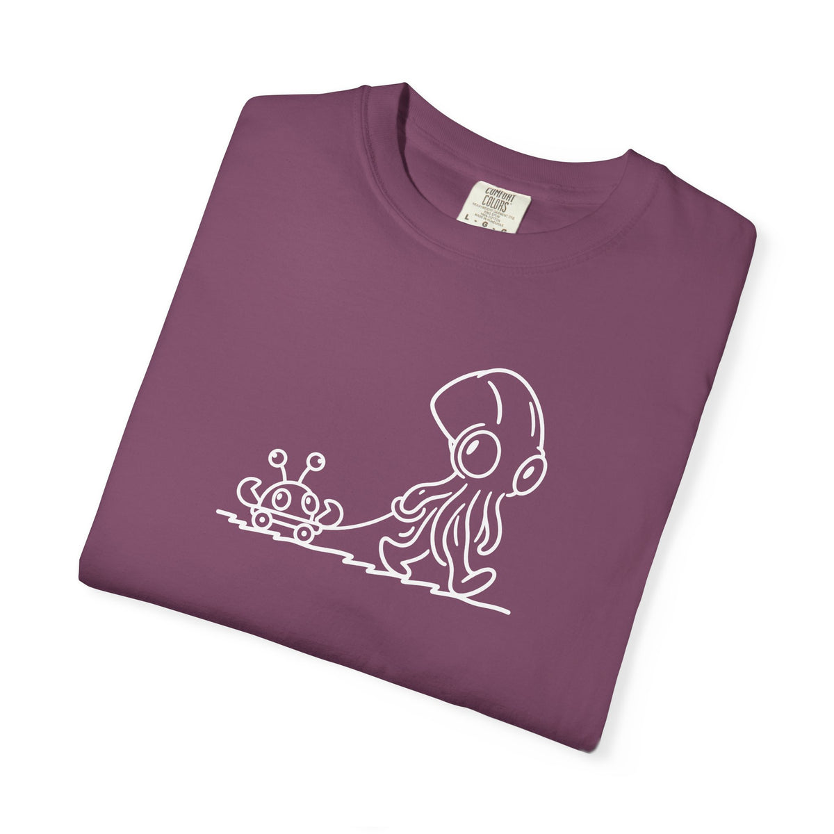 Octopus & Crab Line Art T-Shirt — Cute Minimal Marine Graphic Tee