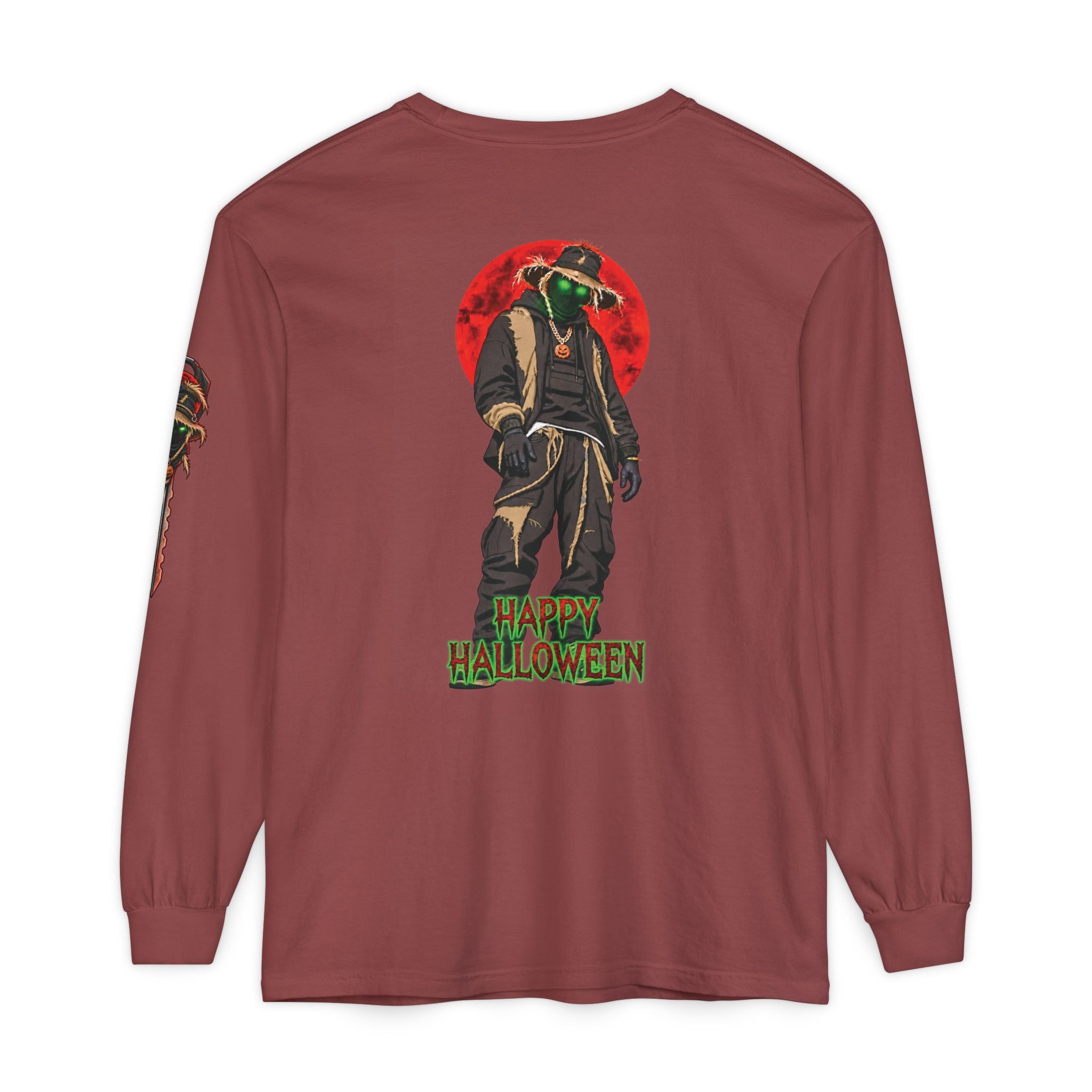 Unisex Garment-dyed Long Sleeve Halloween Biker-Wear T-Shirt