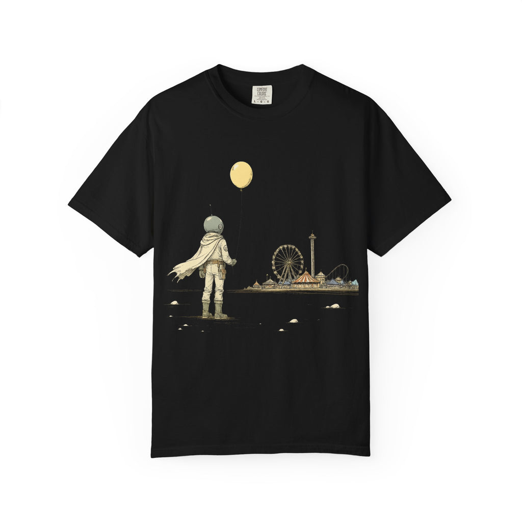 Astronaut & Balloon T-Shirt — Retro Amusement Park Graphic Tee