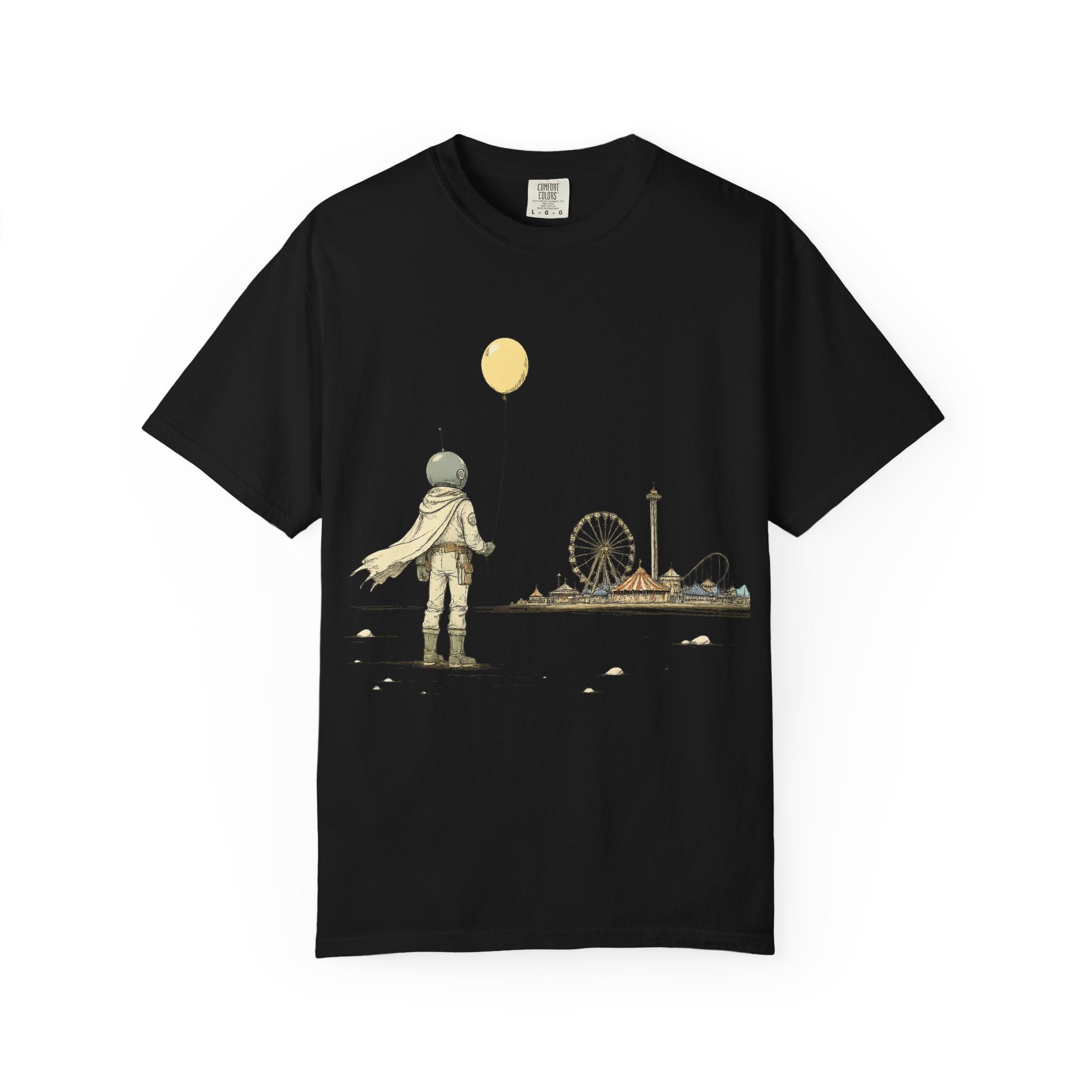 Astronaut & Balloon T-Shirt — Retro Amusement Park Graphic Tee