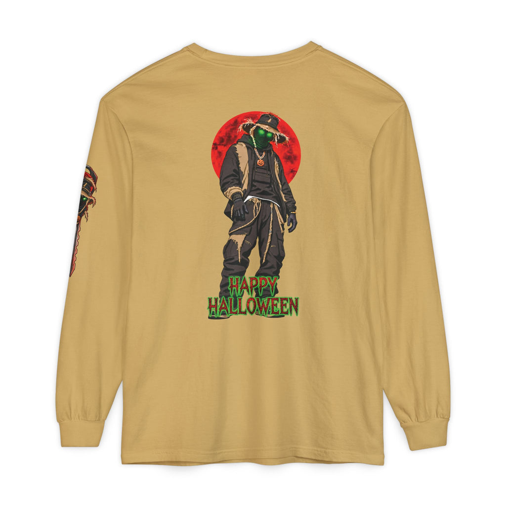Unisex Garment-dyed Long Sleeve Halloween Biker-Wear T-Shirt