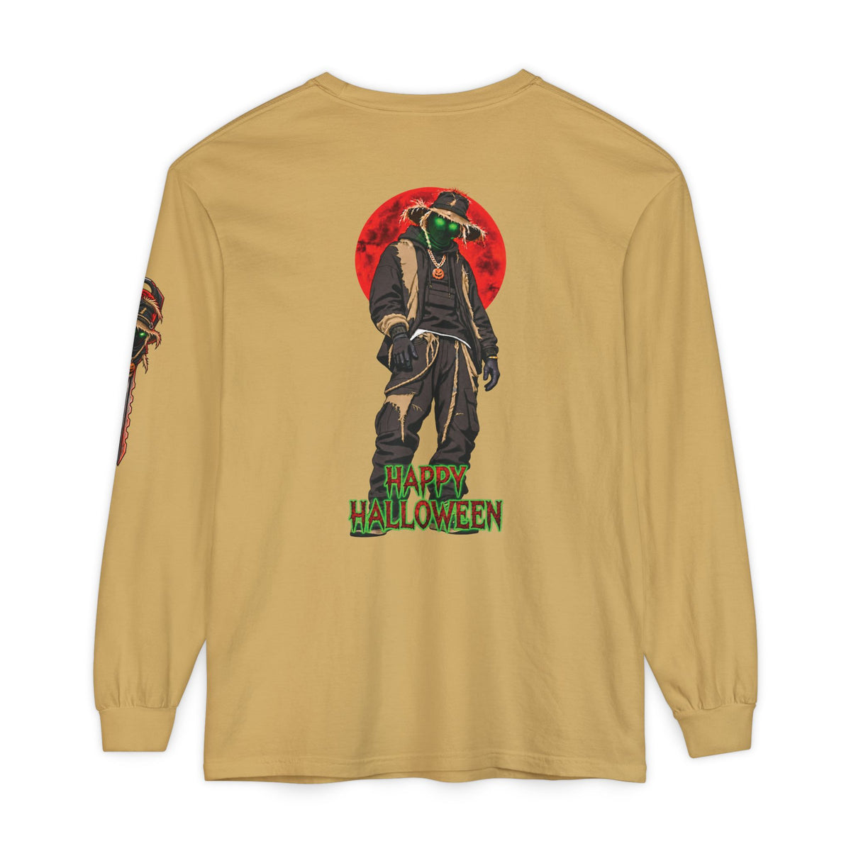 Unisex Garment-dyed Long Sleeve Halloween Biker-Wear T-Shirt