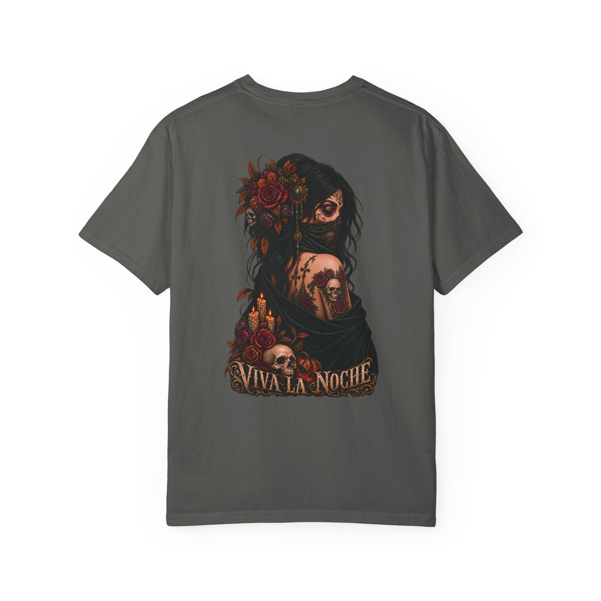 Viva La Noche Skull Rose Halloween Tee