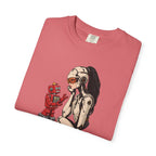 Graphic Tee — Retro Pinup Girl with Red Toy Robot Illustration