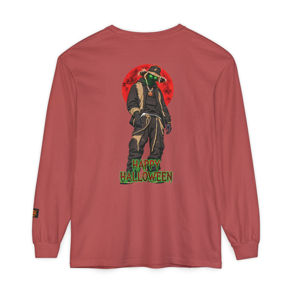 Unisex Garment-dyed Long Sleeve Halloween Biker-Wear T-Shirt