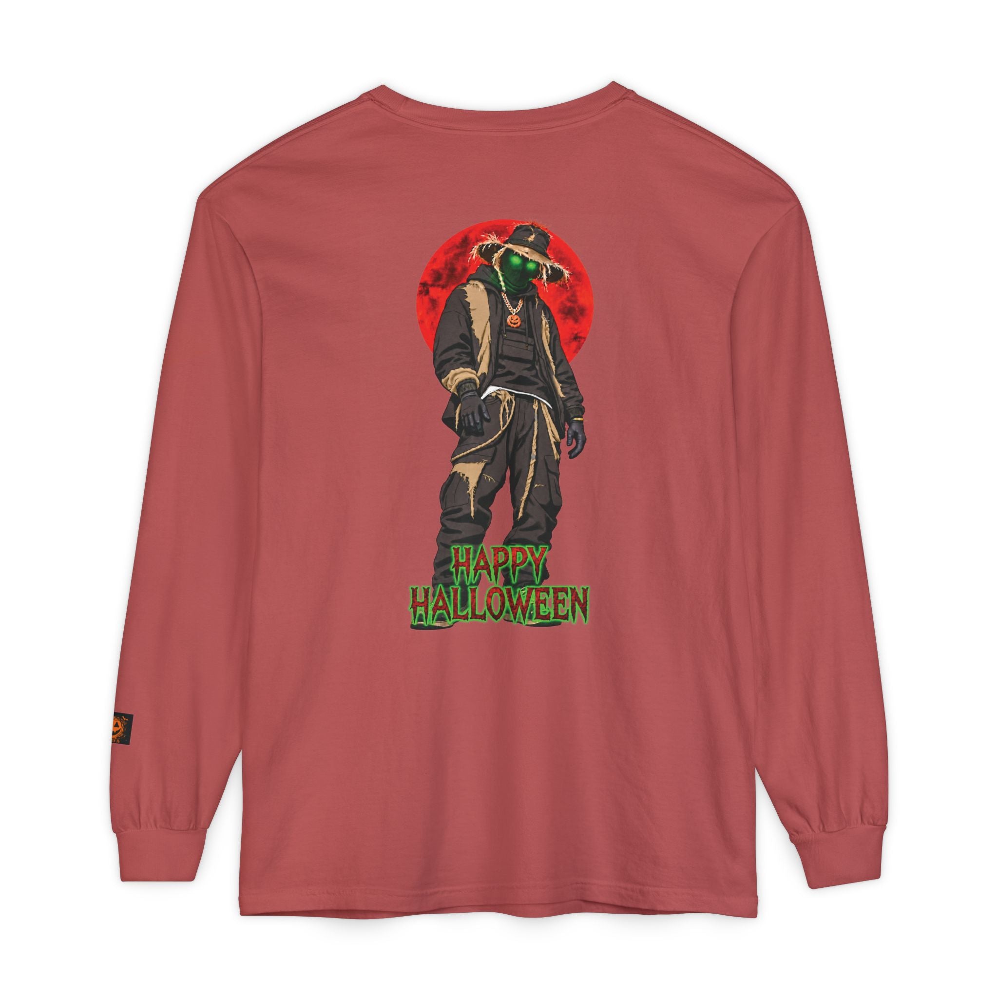 Unisex Garment-dyed Long Sleeve Halloween Biker-Wear T-Shirt