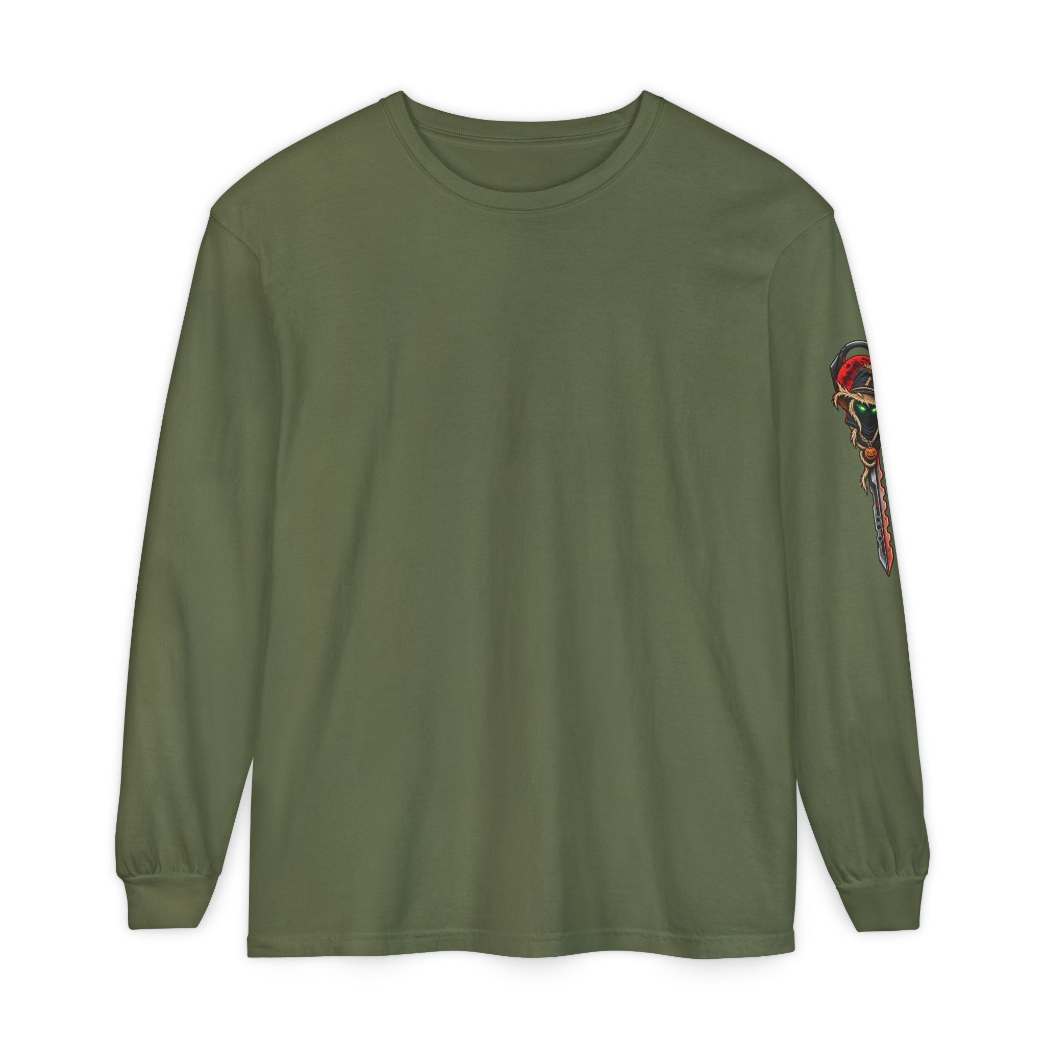 Unisex Garment-dyed Long Sleeve Halloween Biker-Wear T-Shirt