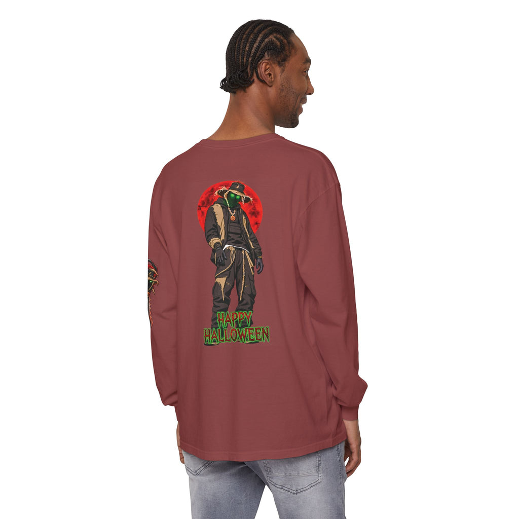Unisex Garment-dyed Long Sleeve Halloween Biker-Wear T-Shirt