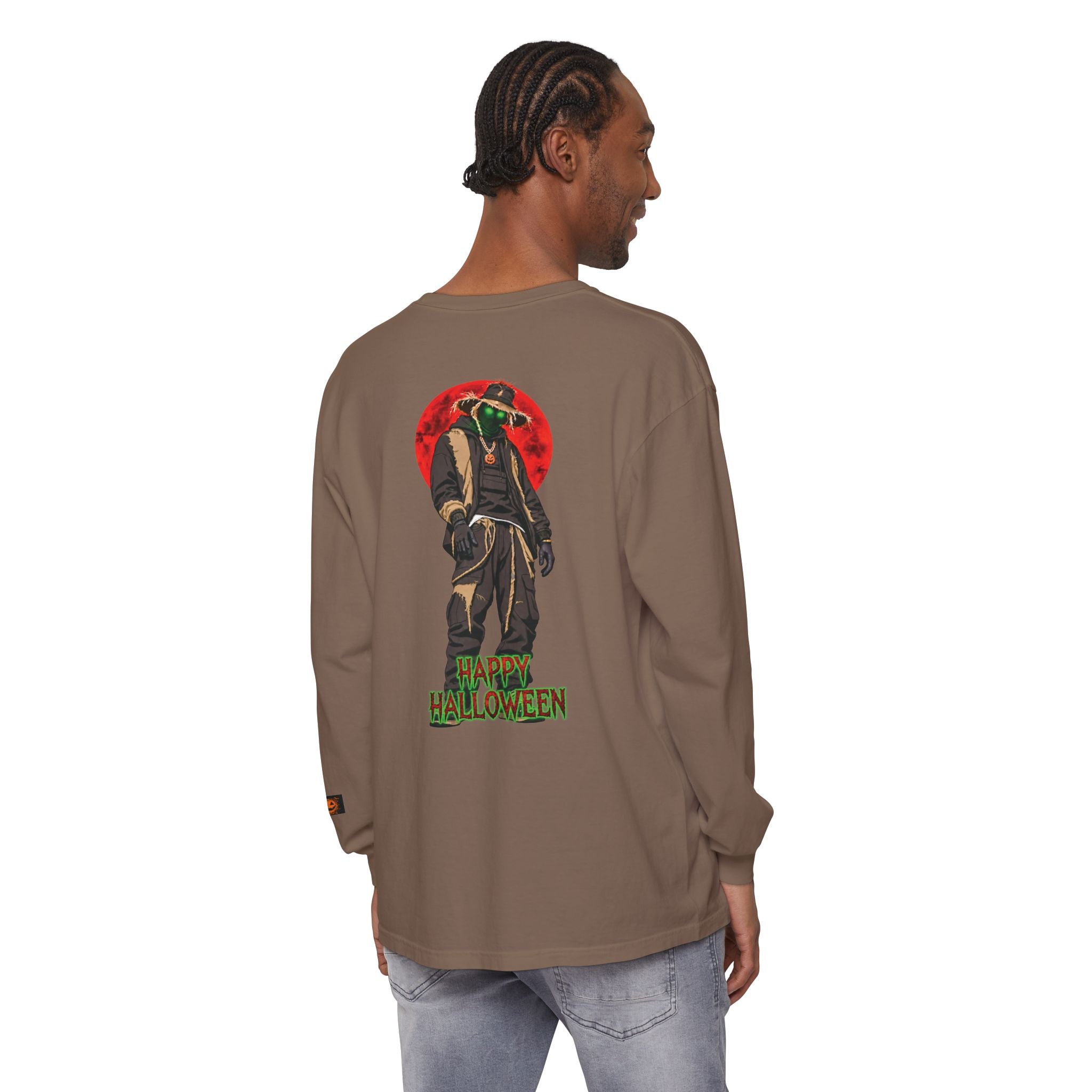 Unisex Garment-dyed Long Sleeve Halloween Biker-Wear T-Shirt