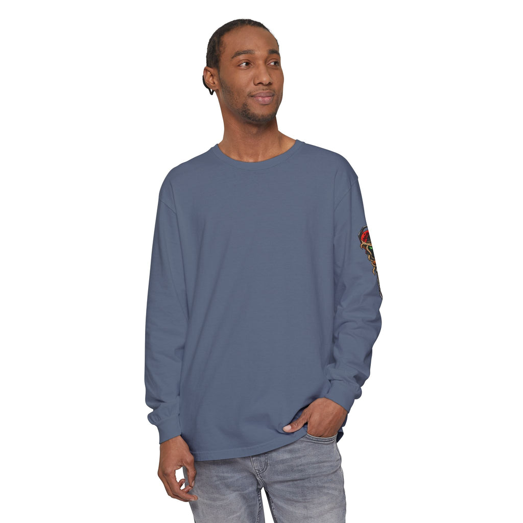 Unisex Garment-dyed Long Sleeve Halloween Biker-Wear T-Shirt