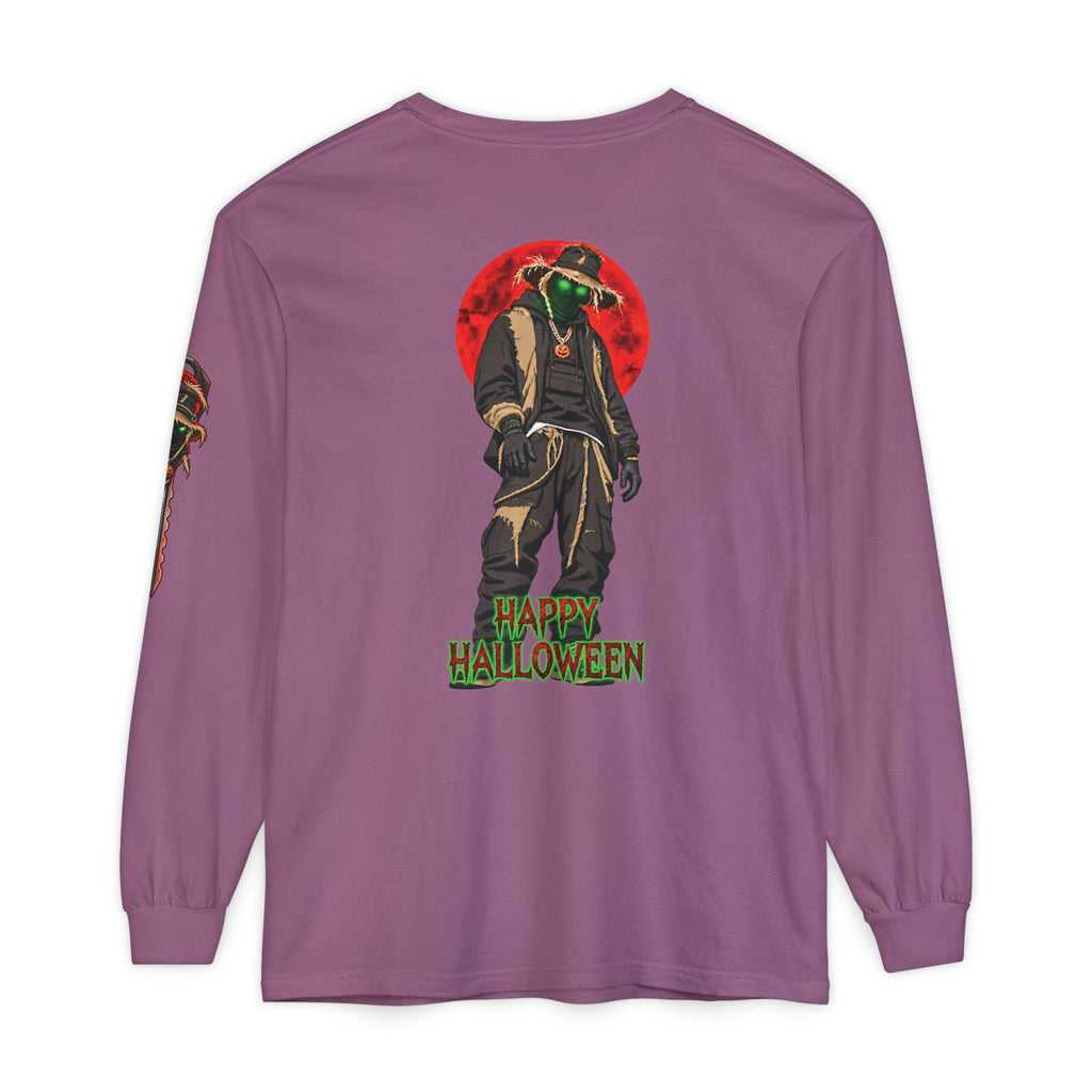 Unisex Garment-dyed Long Sleeve Halloween Biker-Wear T-Shirt