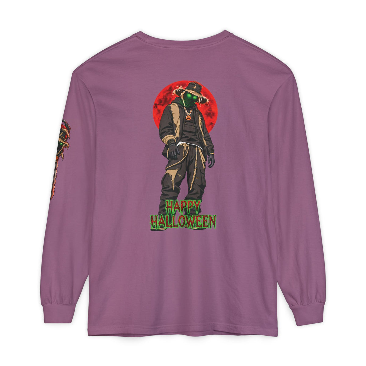 Unisex Garment-dyed Long Sleeve Halloween Biker-Wear T-Shirt