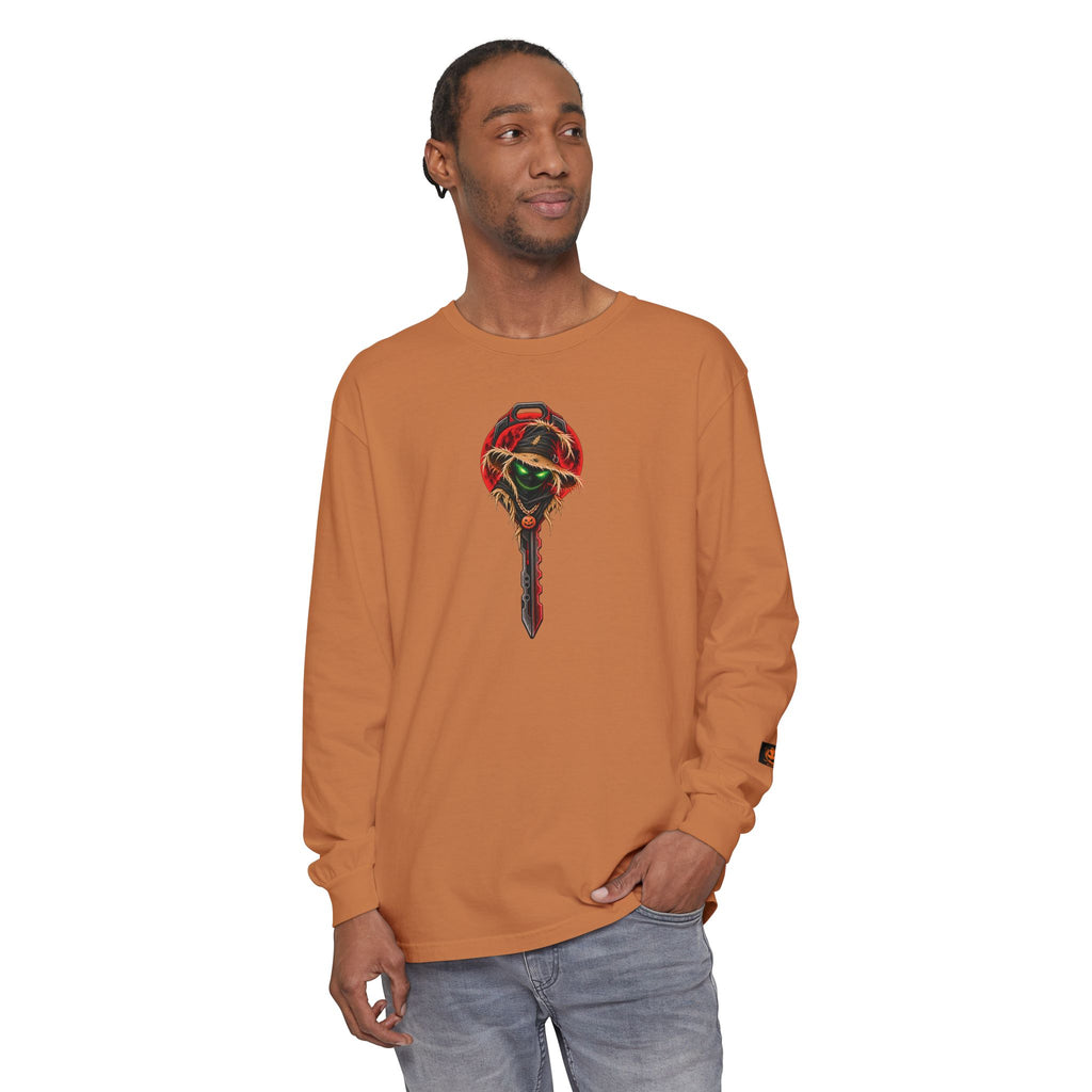 Unisex Garment-dyed Long Sleeve Halloween Biker-Wear T-Shirt