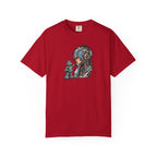 Cyberpunk Pilot T-Shirt — Futuristic Helmeted Girl with Robot Companion