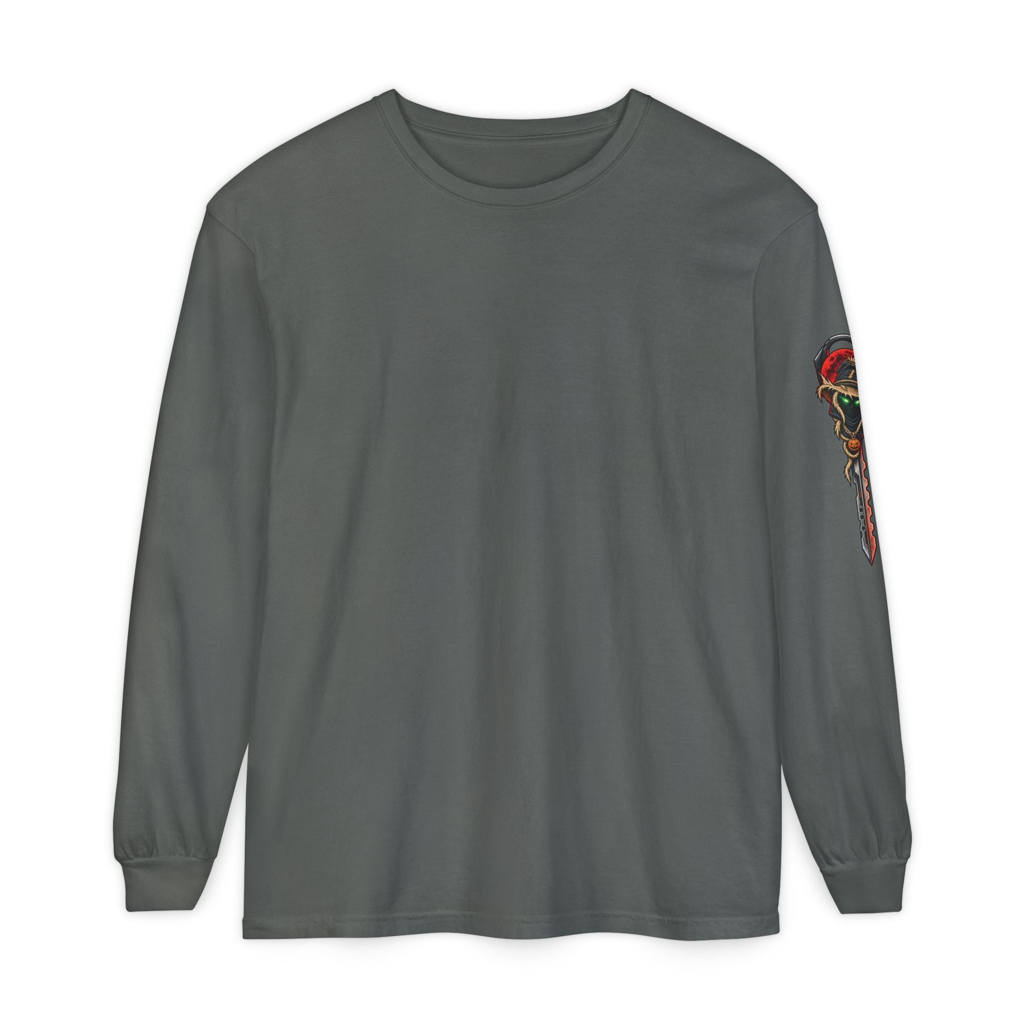 Unisex Garment-dyed Long Sleeve Halloween Biker-Wear T-Shirt