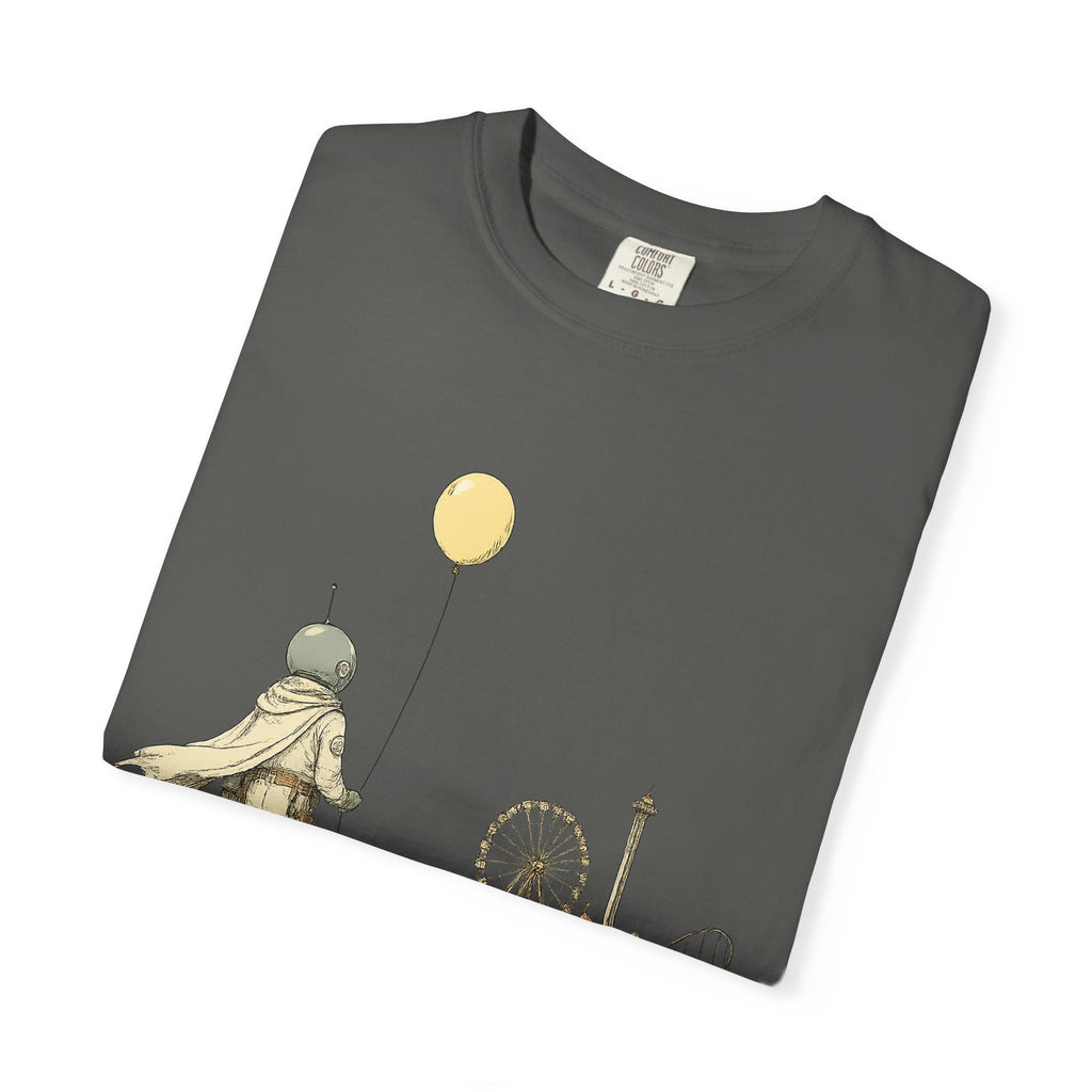 Astronaut & Balloon T-Shirt — Retro Amusement Park Graphic Tee