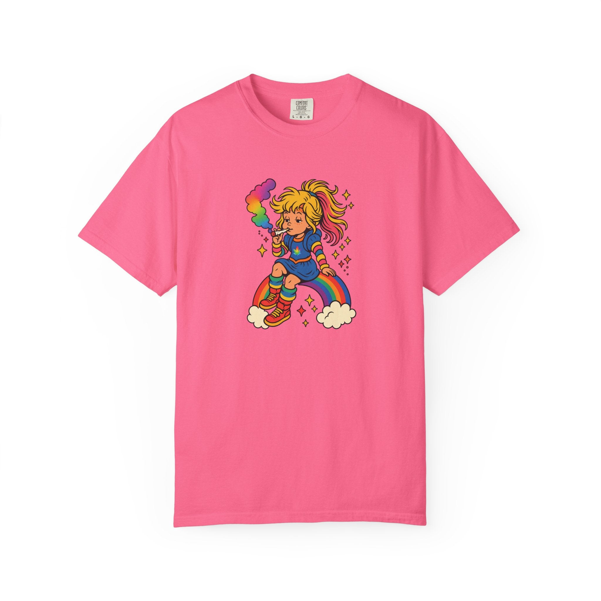 Retro Rainbow Skategirl T-Shirt — Cute 80s Skateboarding Graphic Tee