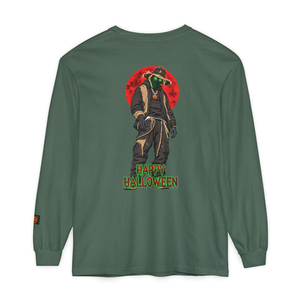 Unisex Garment-dyed Long Sleeve Halloween Biker-Wear T-Shirt
