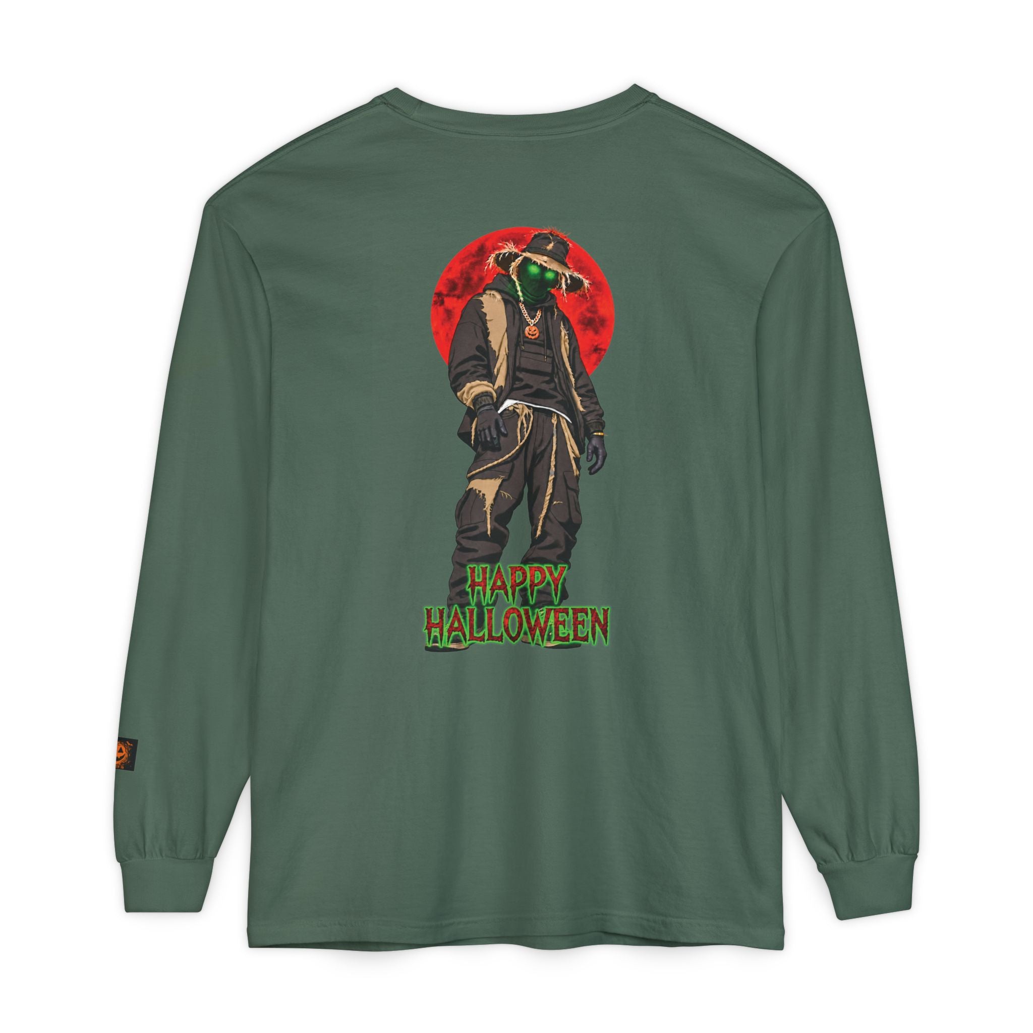 Unisex Garment-dyed Long Sleeve Halloween Biker-Wear T-Shirt