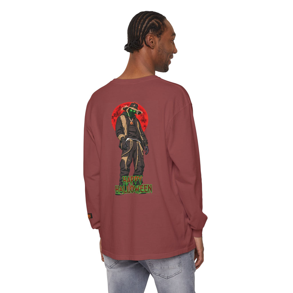 Unisex Garment-dyed Long Sleeve Halloween Biker-Wear T-Shirt