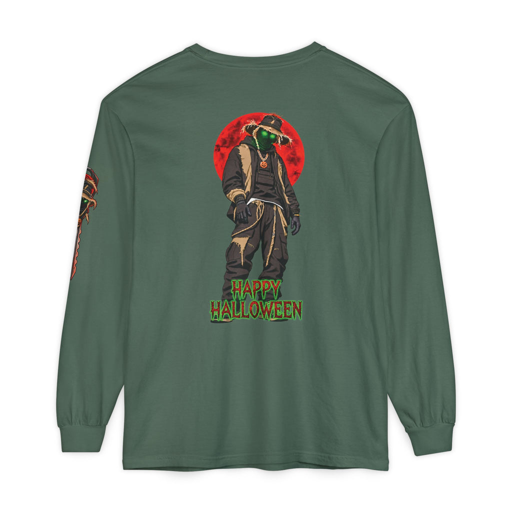 Unisex Garment-dyed Long Sleeve Halloween Biker-Wear T-Shirt