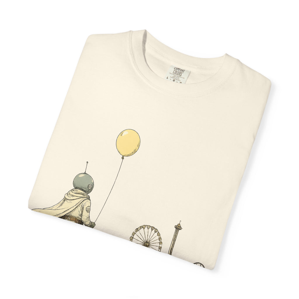 Astronaut & Balloon T-Shirt — Retro Amusement Park Graphic Tee