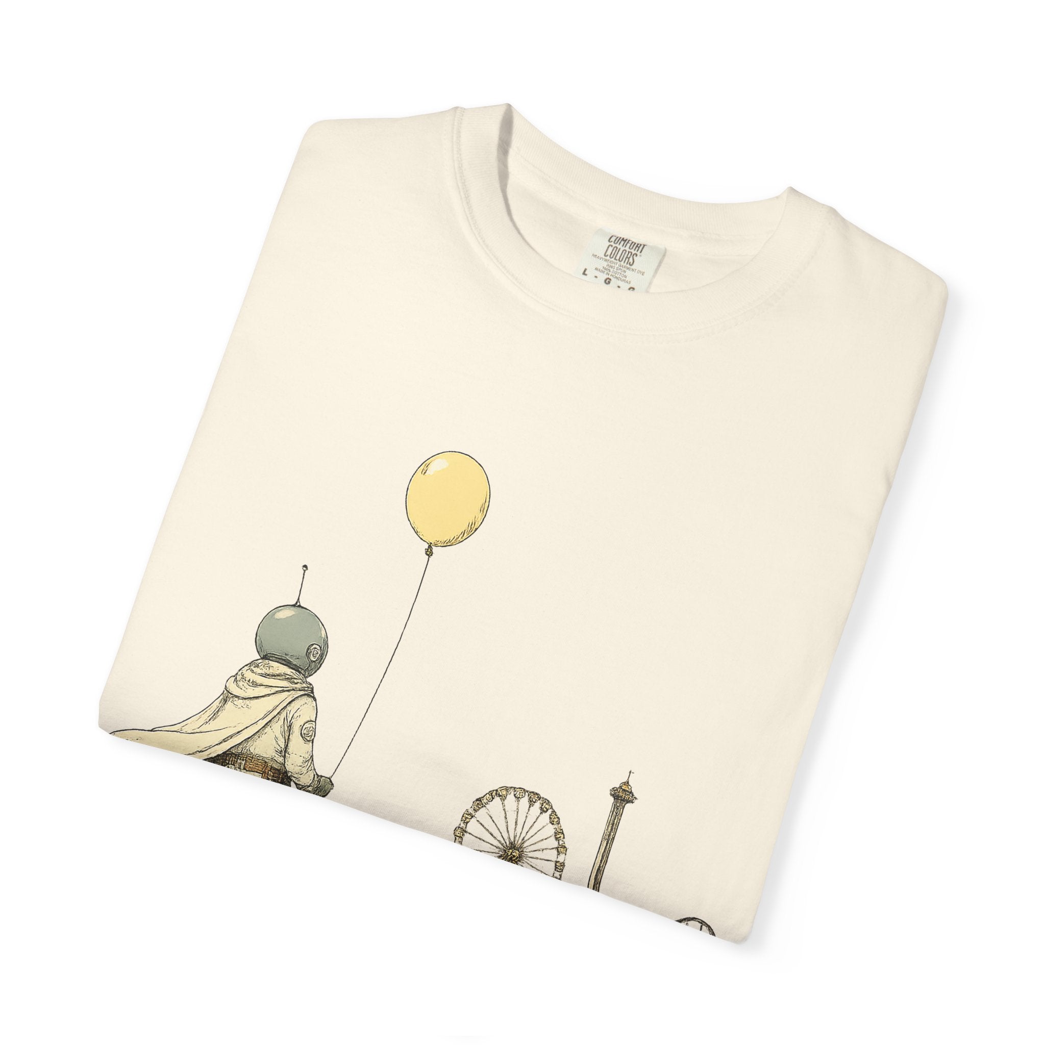 Astronaut & Balloon T-Shirt — Retro Amusement Park Graphic Tee
