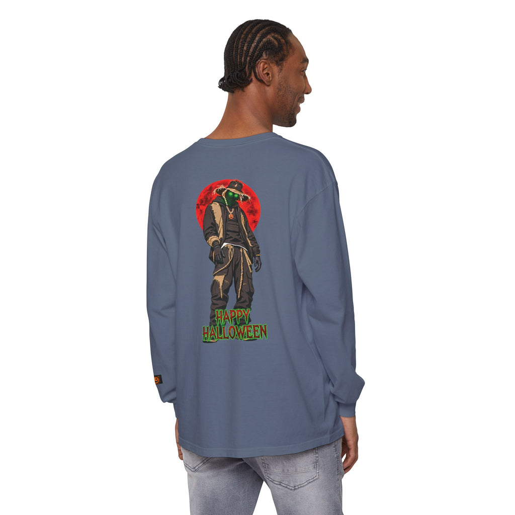 Unisex Garment-dyed Long Sleeve Halloween Biker-Wear T-Shirt