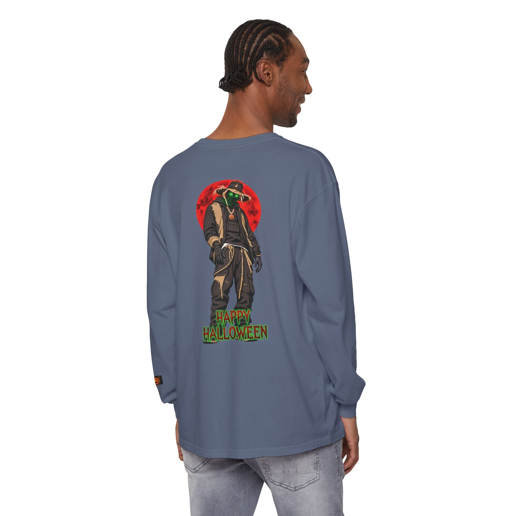 Unisex Garment-dyed Long Sleeve Halloween Biker-Wear T-Shirt