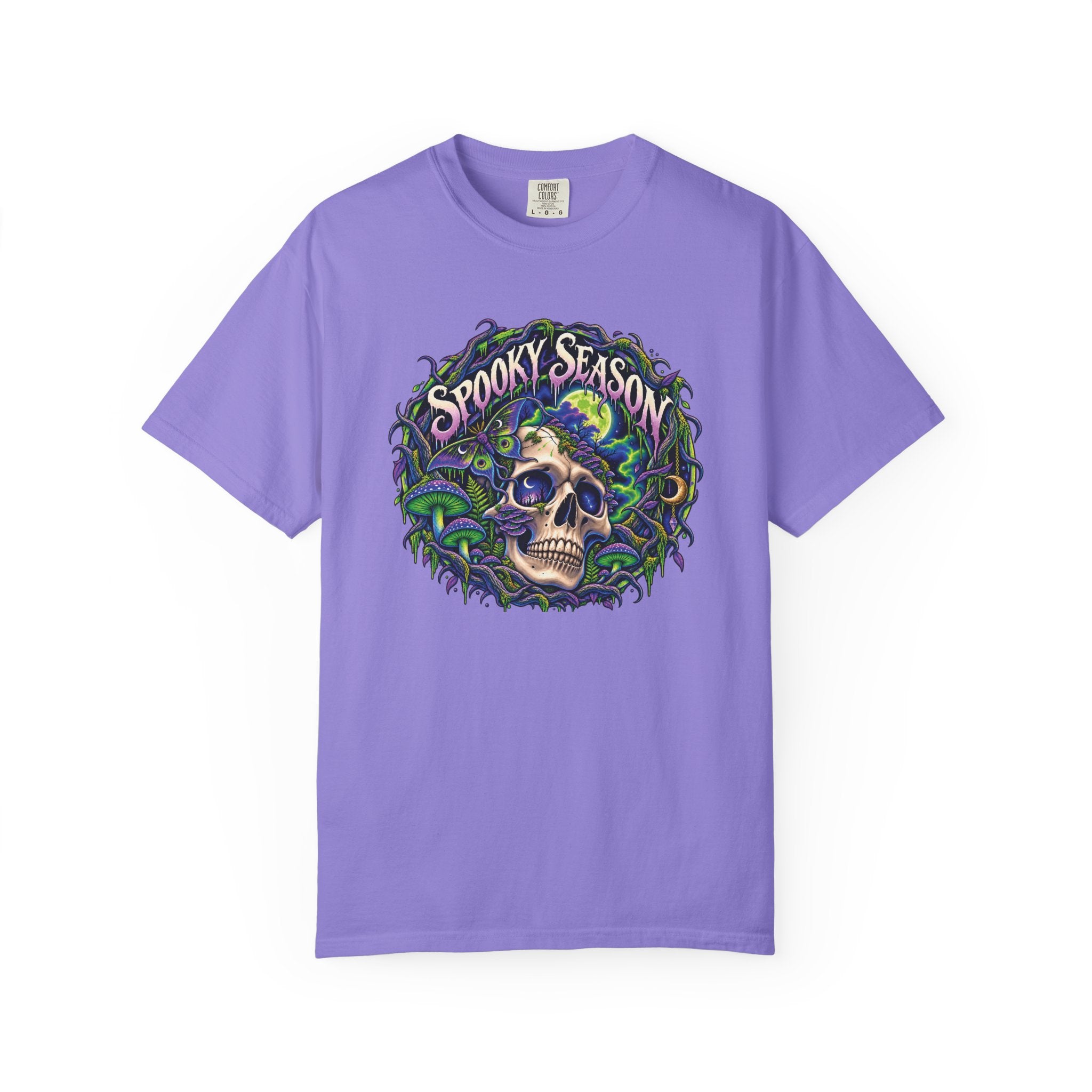 Spooky Season Skull T-Shirt — Halloween Skull & Vines Graphic Tee