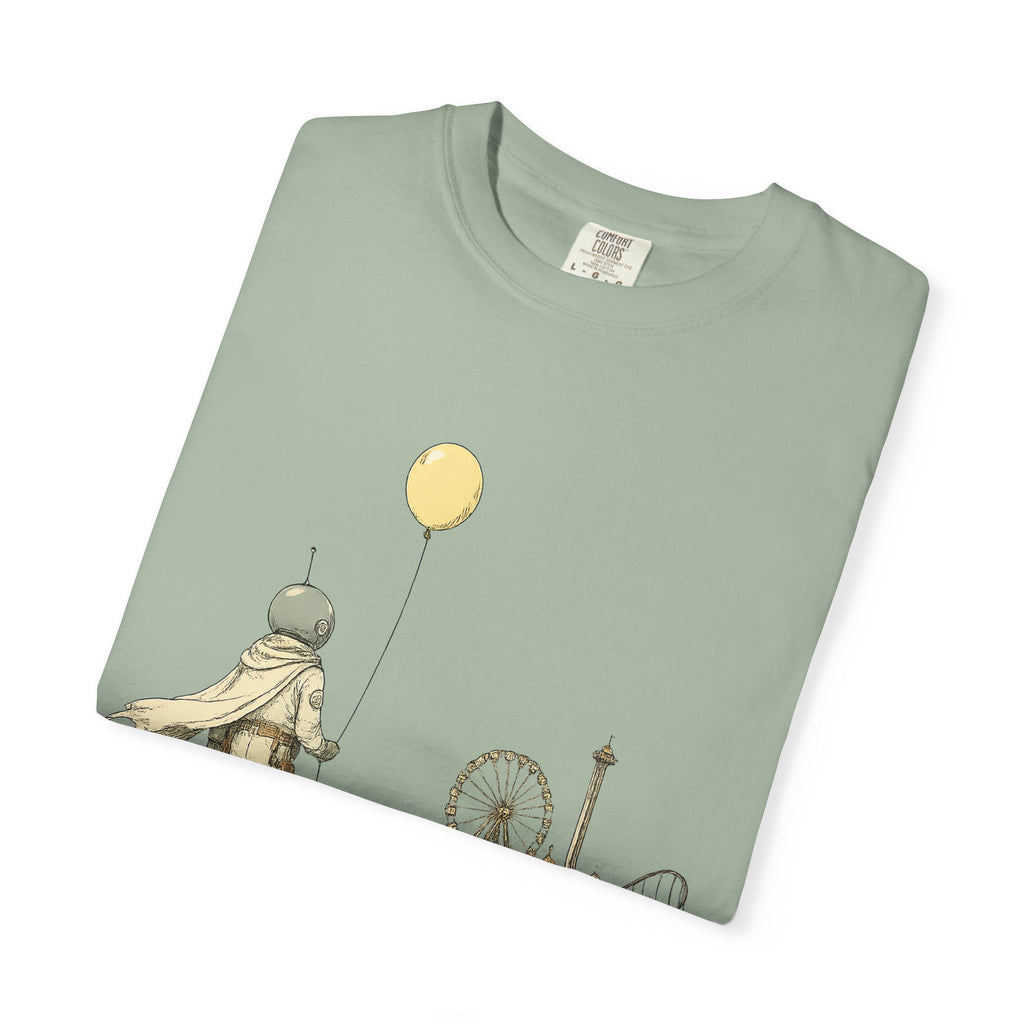Astronaut & Balloon T-Shirt — Retro Amusement Park Graphic Tee