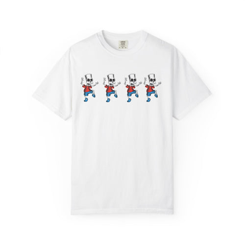 Dancing Cartoon Robot T‑Shirt — Retro Robot Row of Four Graphic Tee
