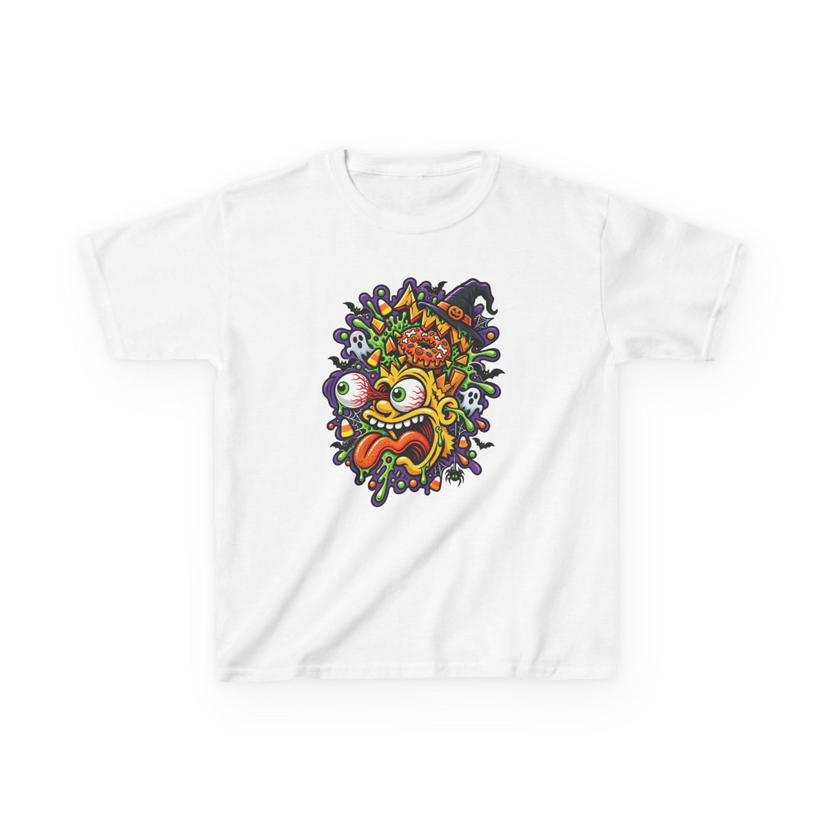 Kids T-Shirt — Colorful Cartoon Monster Face Graphic