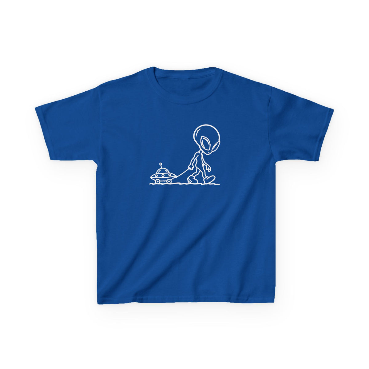 Kids Tee — Minimal Astronaut & UFO Outline Graphic