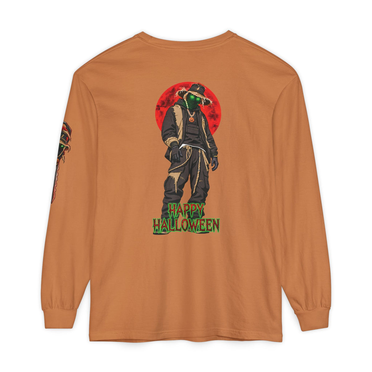 Unisex Garment-dyed Long Sleeve Halloween Biker-Wear T-Shirt
