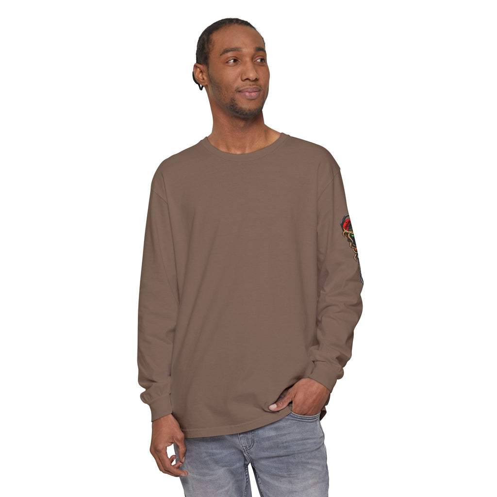 Unisex Garment-dyed Long Sleeve Halloween Biker-Wear T-Shirt