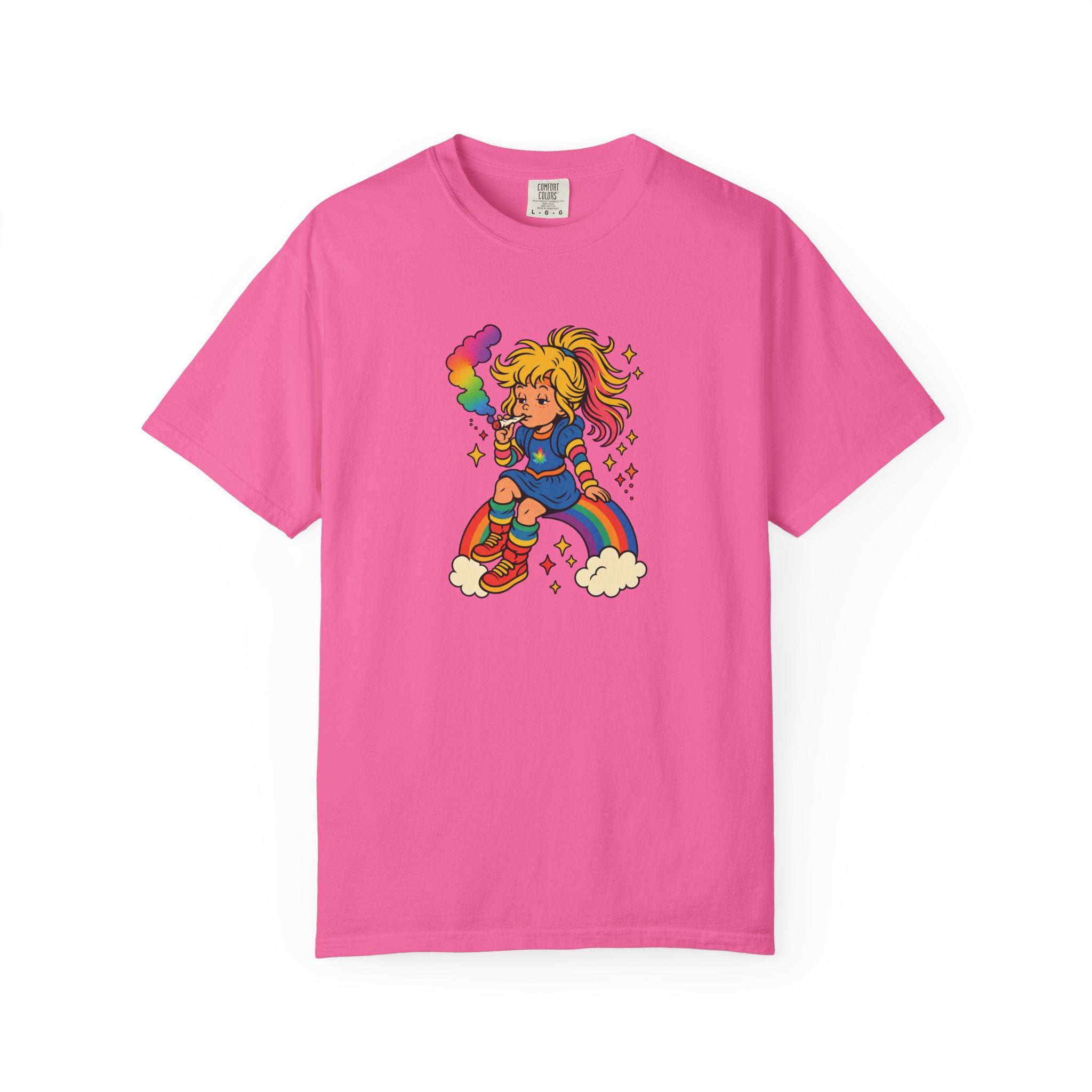 Retro Rainbow Skategirl T-Shirt — Cute 80s Skateboarding Graphic Tee
