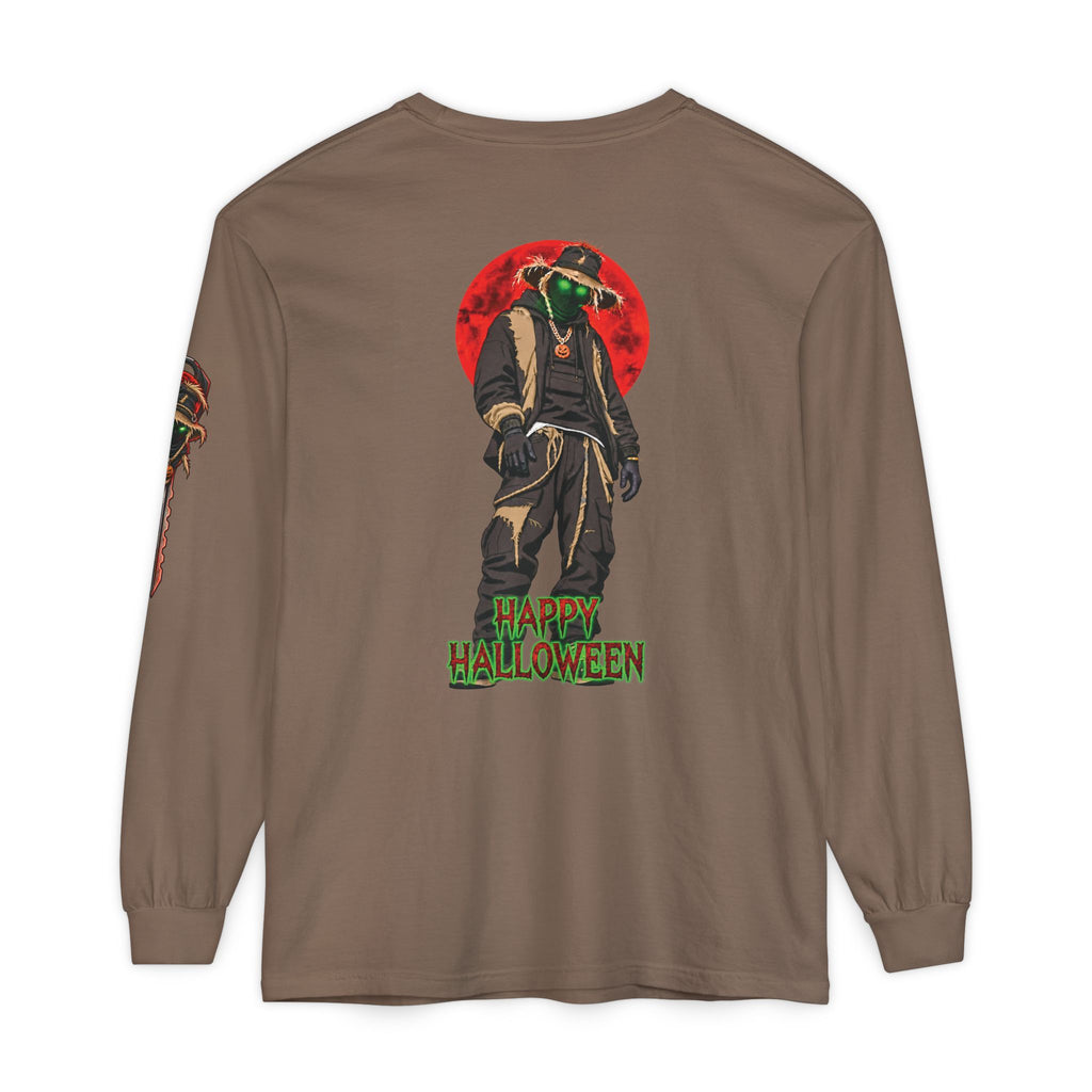 Unisex Garment-dyed Long Sleeve Halloween Biker-Wear T-Shirt