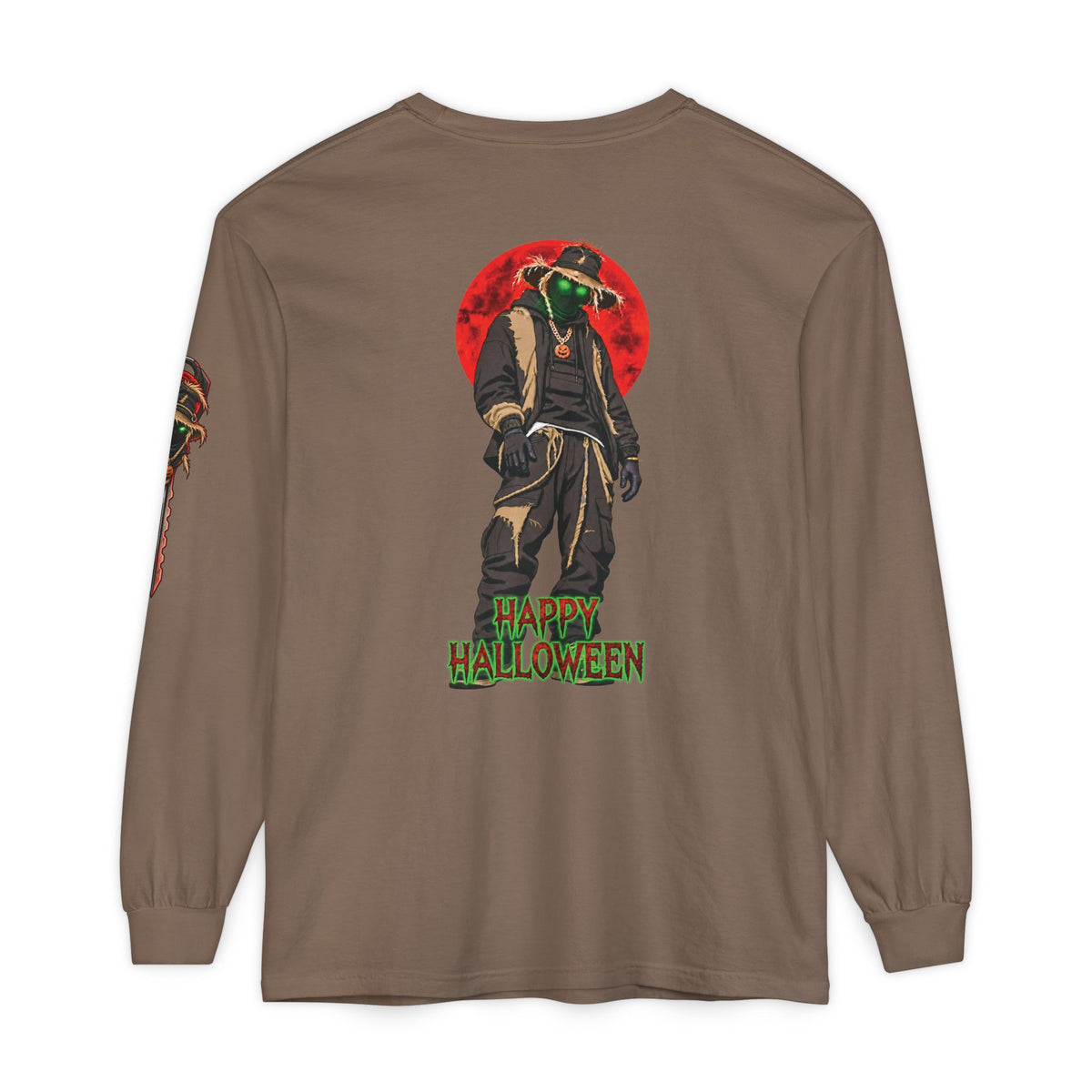 Unisex Garment-dyed Long Sleeve Halloween Biker-Wear T-Shirt