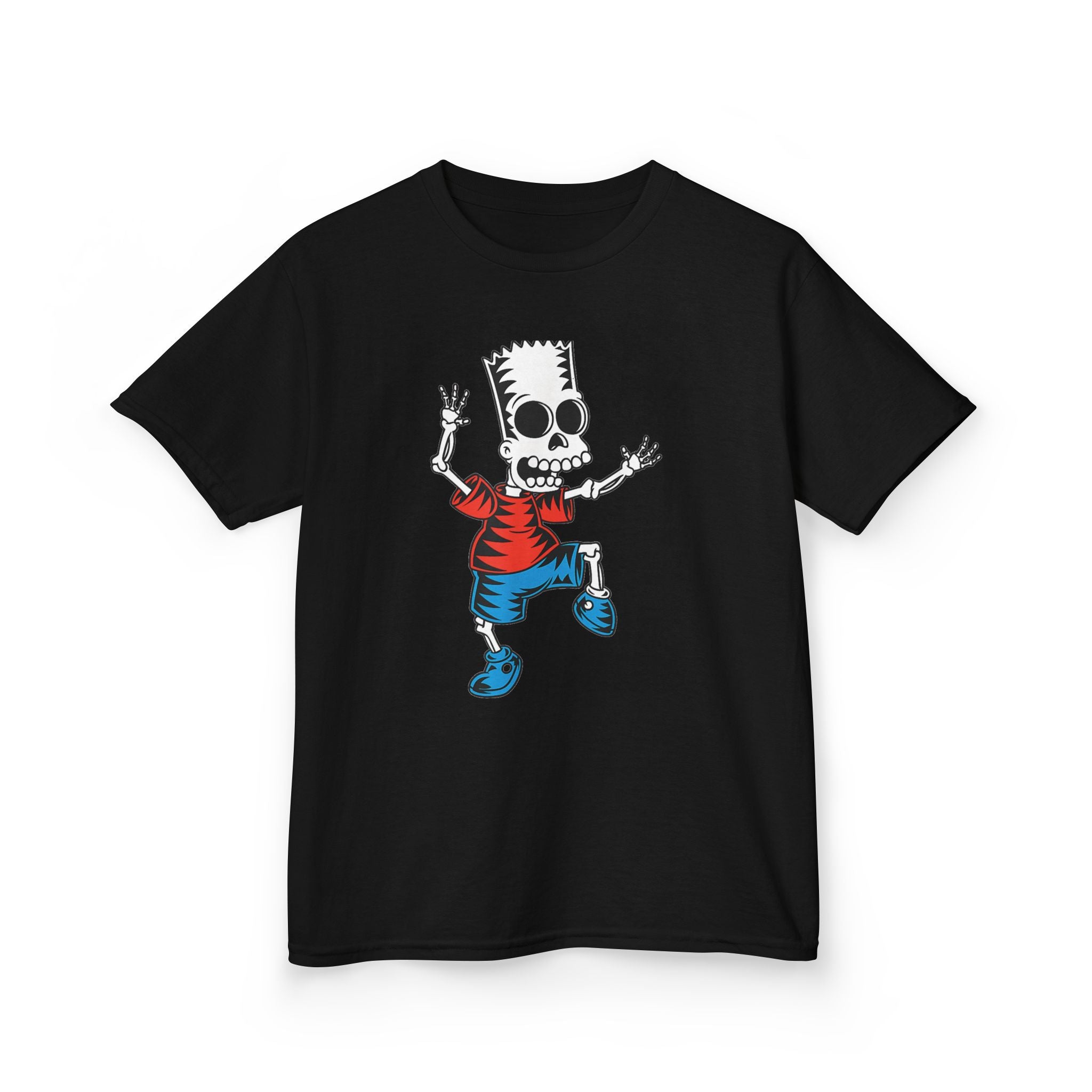 Kids T-Shirt — Cartoon Skeleton Boy Graphic (Skull Bart Style)