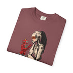 Graphic Tee — Retro Pinup Girl with Red Toy Robot Illustration