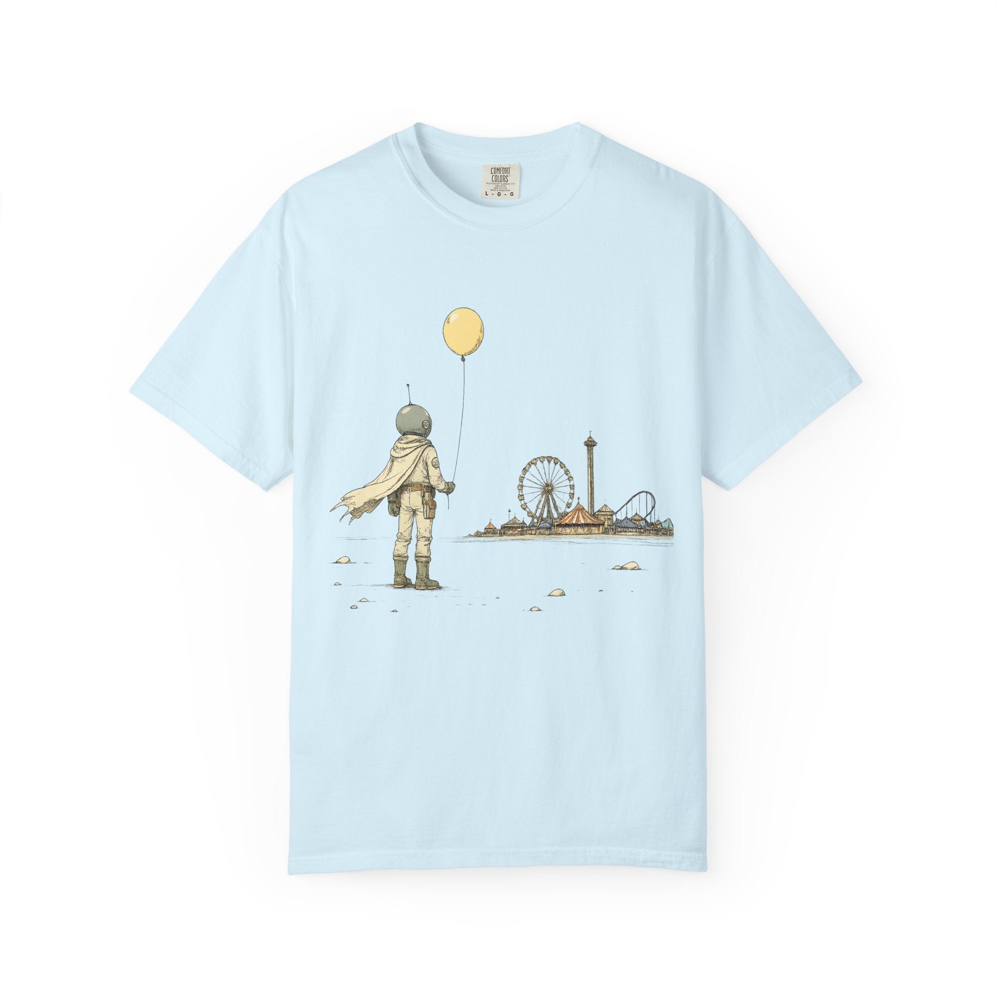 Astronaut & Balloon T-Shirt — Retro Amusement Park Graphic Tee