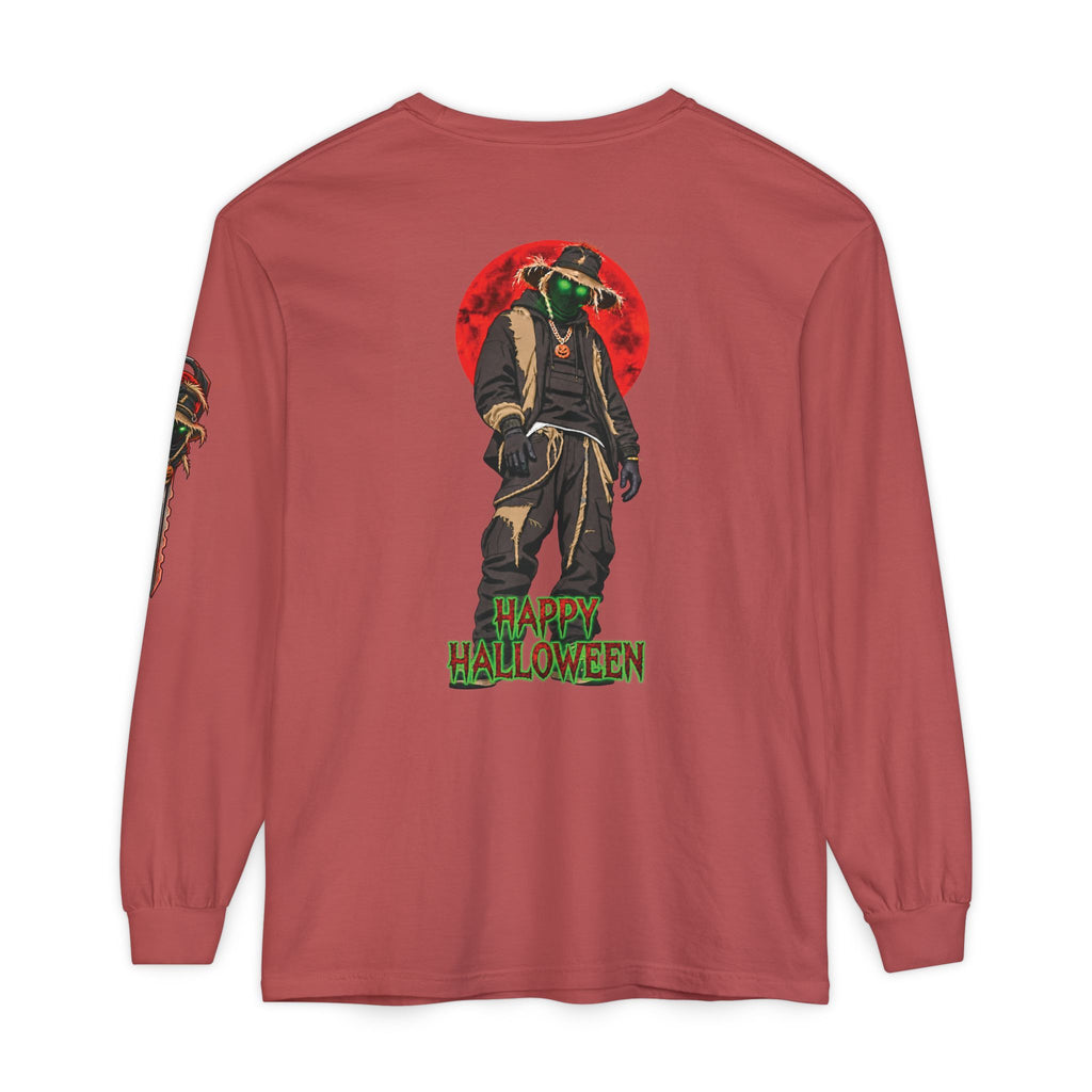 Unisex Garment-dyed Long Sleeve Halloween Biker-Wear T-Shirt