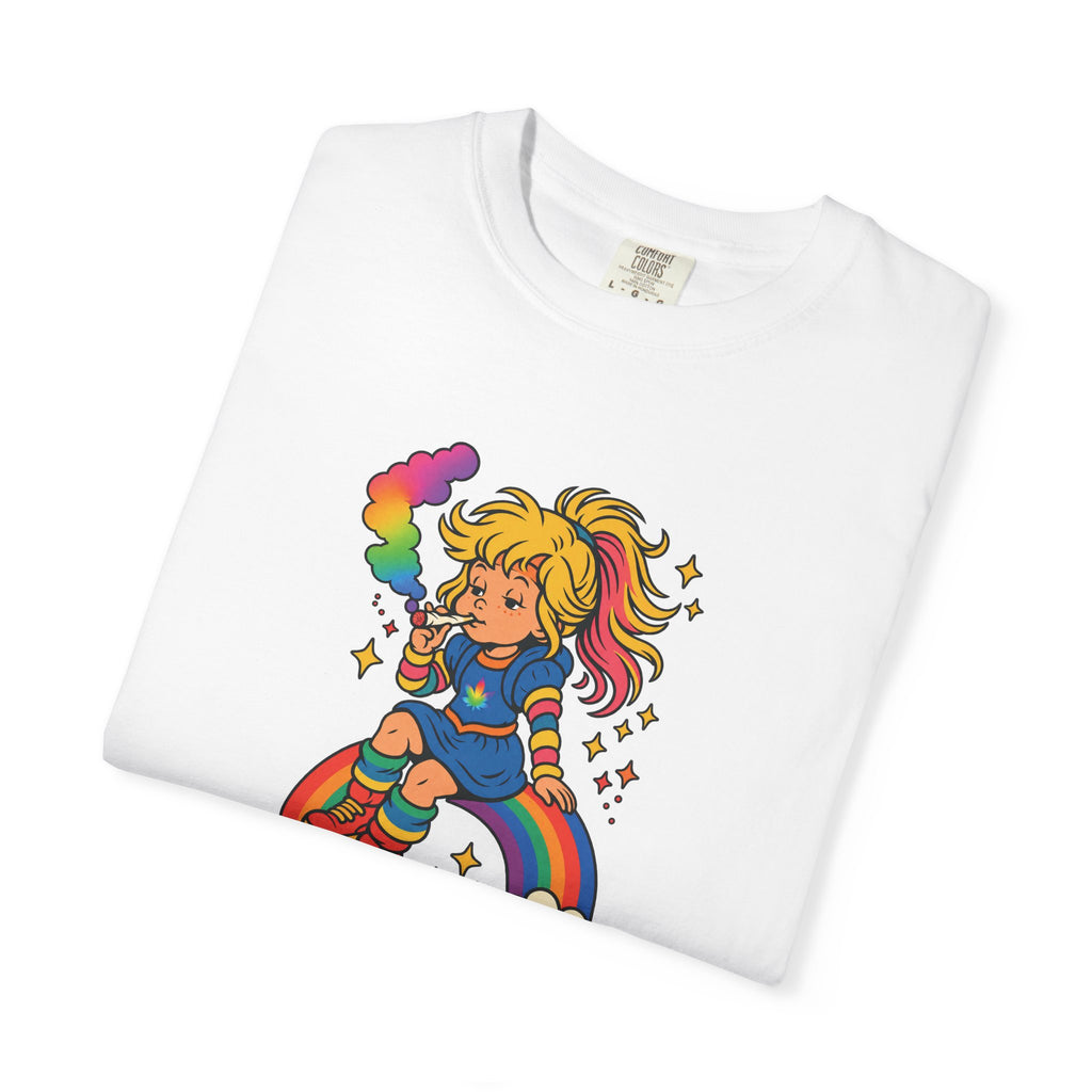Retro Rainbow Skategirl T-Shirt — Cute 80s Skateboarding Graphic Tee