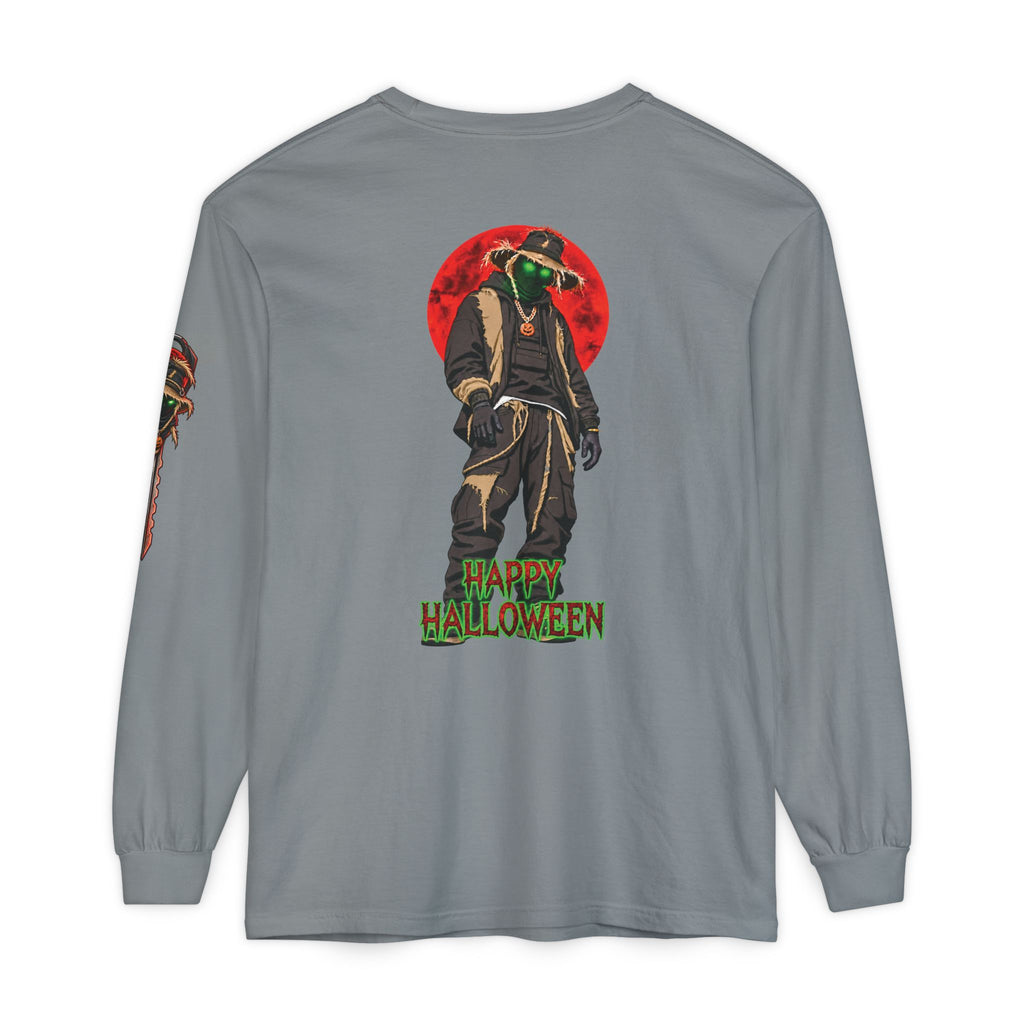 Unisex Garment-dyed Long Sleeve Halloween Biker-Wear T-Shirt