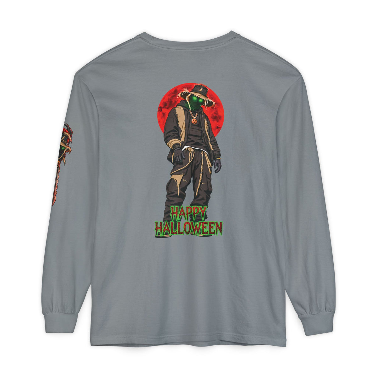 Unisex Garment-dyed Long Sleeve Halloween Biker-Wear T-Shirt