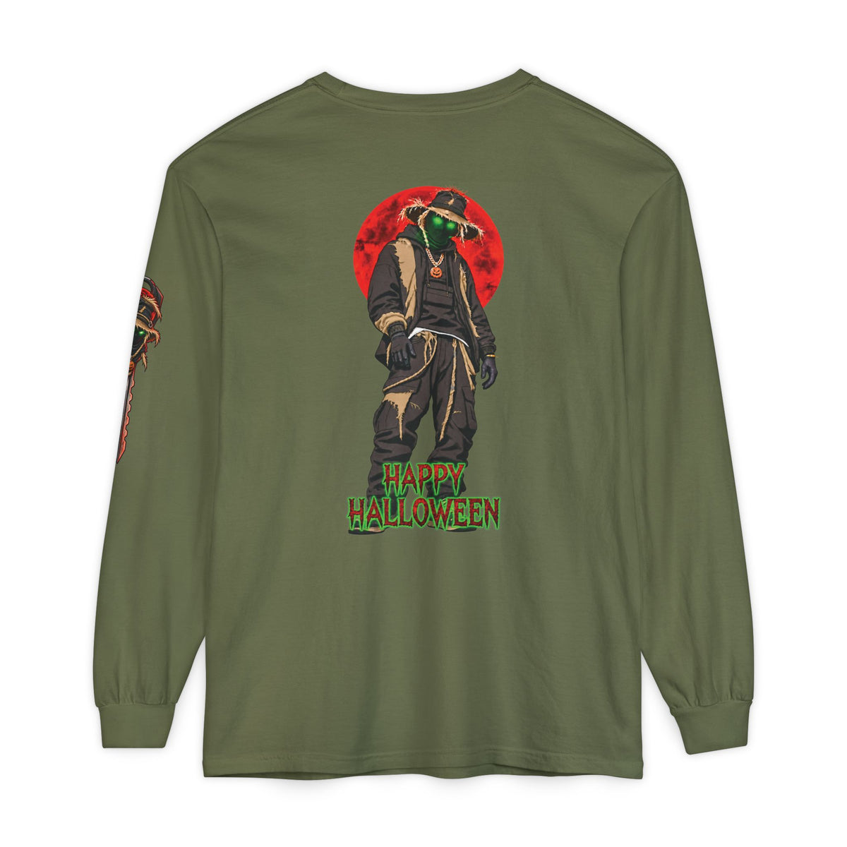 Unisex Garment-dyed Long Sleeve Halloween Biker-Wear T-Shirt