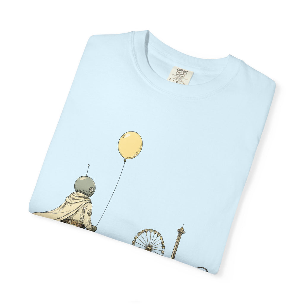 Astronaut & Balloon T-Shirt — Retro Amusement Park Graphic Tee