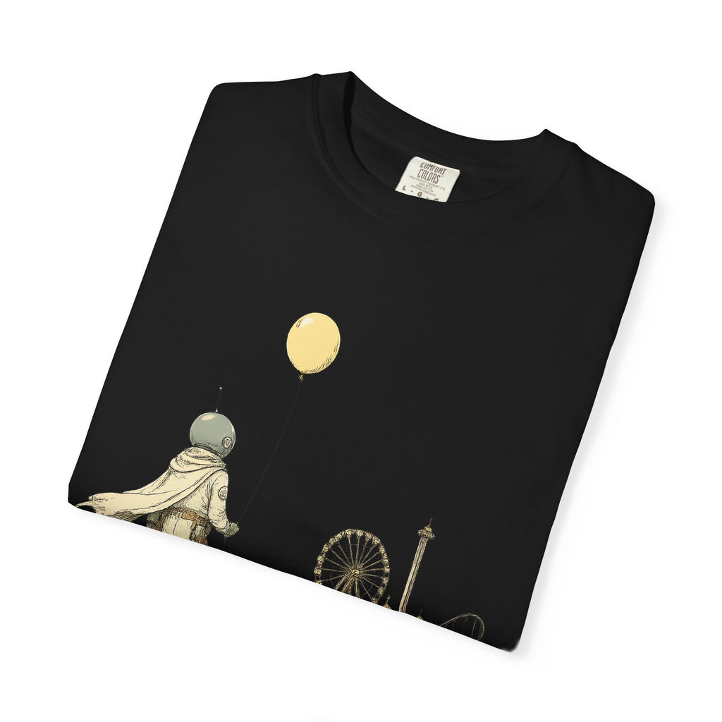 Astronaut & Balloon T-Shirt — Retro Amusement Park Graphic Tee